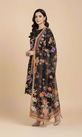 D#514 BLACK DIGITAL CLASSIC LINEN 3PCS UNSTITCHED