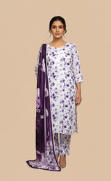 D#7007 PURPLE DIGITAL CLASSIC LINEN 3PCS UNSTITCHED