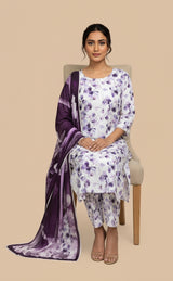 D#7007 PURPLE DIGITAL CLASSIC LINEN 3PCS UNSTITCHED