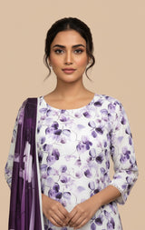 D#7007 PURPLE DIGITAL CLASSIC LINEN 3PCS UNSTITCHED