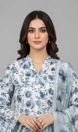 D#7008 SEA GREEN DIGITAL CLASSIC LINEN 3PCS UNSTITCHED