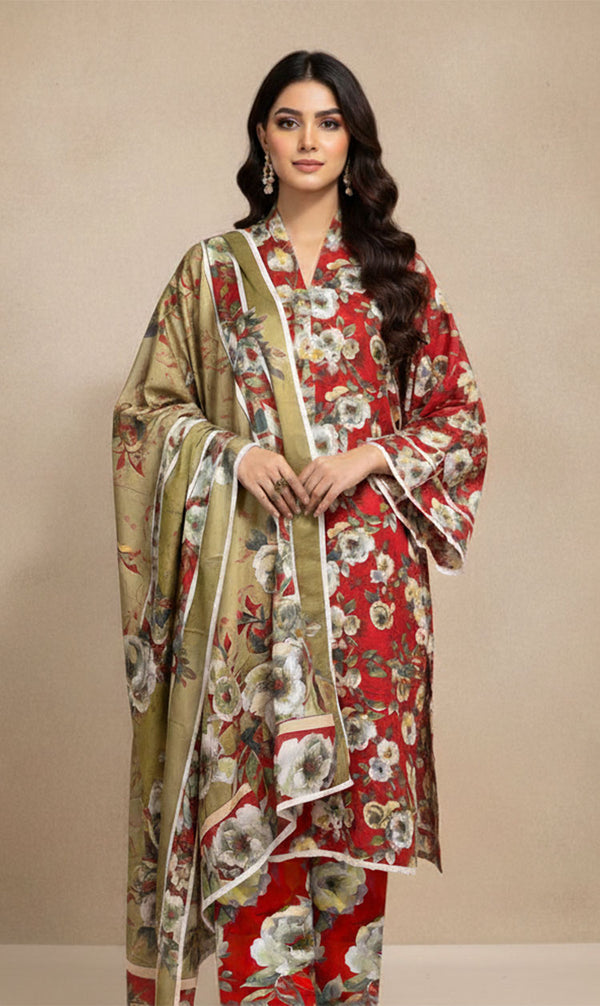 D#7041 DIGITAL CLASSIC LINEN 3PCS UNSTITCHED