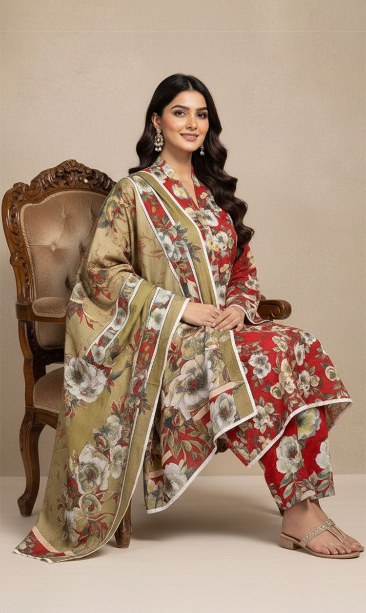 D#7041 DIGITAL CLASSIC LINEN 3PCS UNSTITCHED