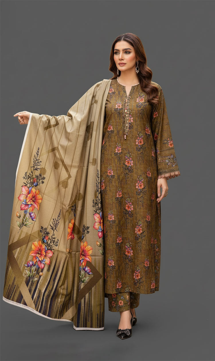 D#7043 DIGITAL CLASSIC LINEN 3PCS UNSTITCHED