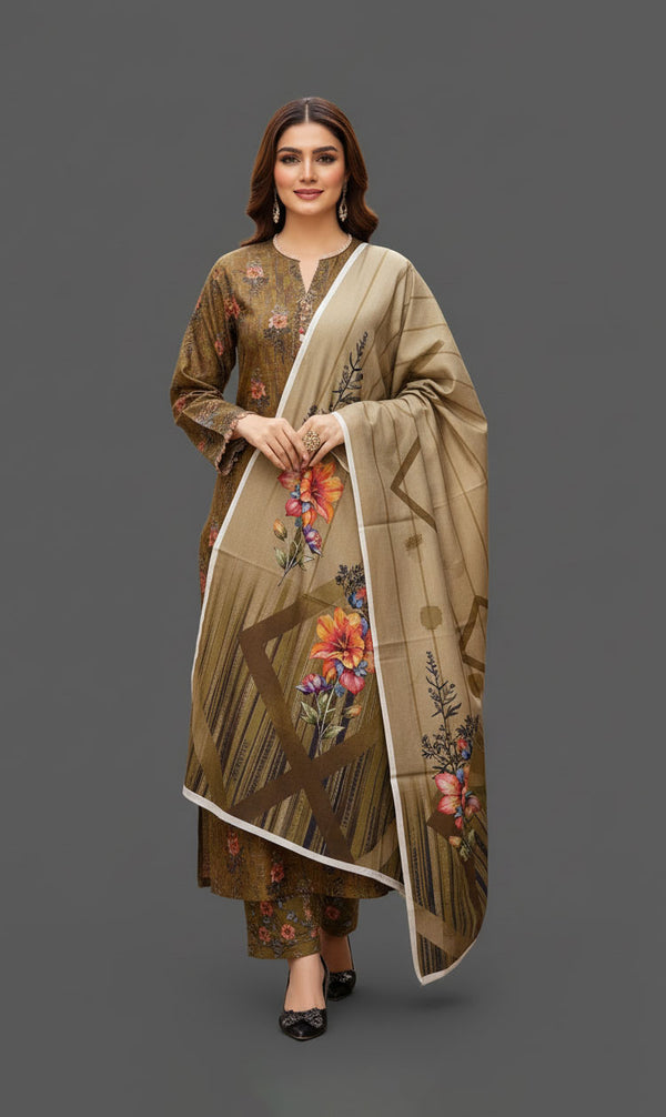 D#7043 DIGITAL CLASSIC LINEN 3PCS UNSTITCHED