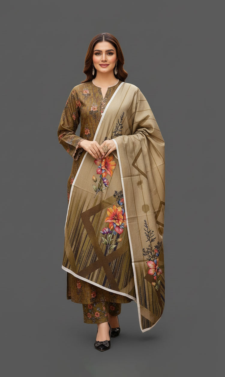 D#7043 DIGITAL CLASSIC LINEN 3PCS UNSTITCHED