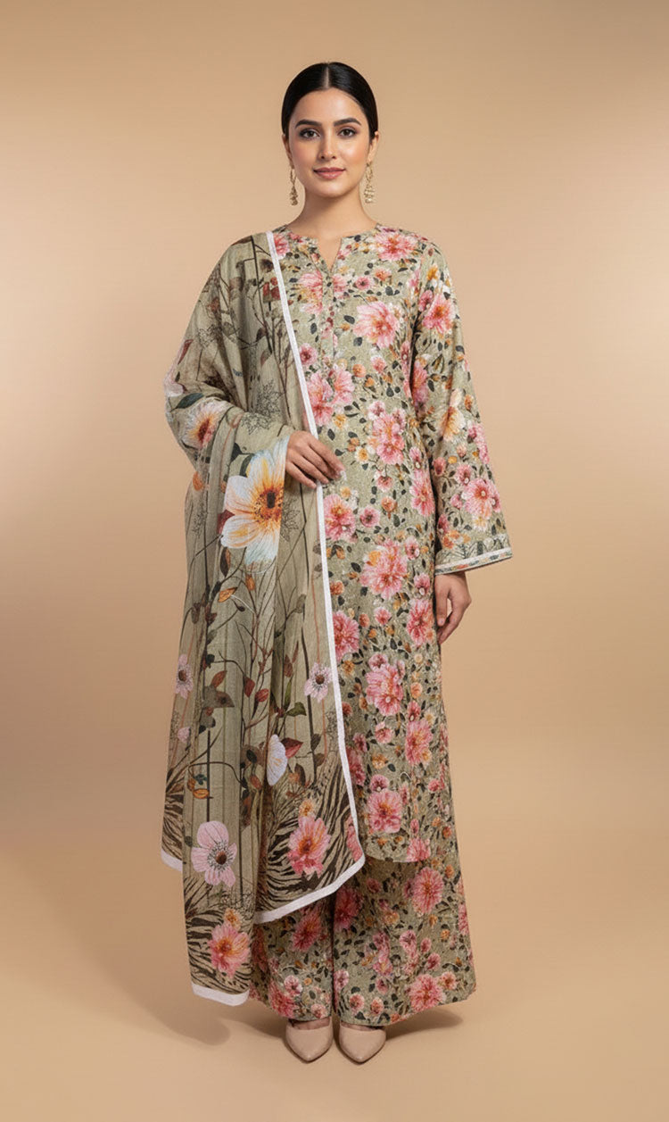 D#7049 DIGITAL CLASSIC LINEN 3PCS UNSTITCHED