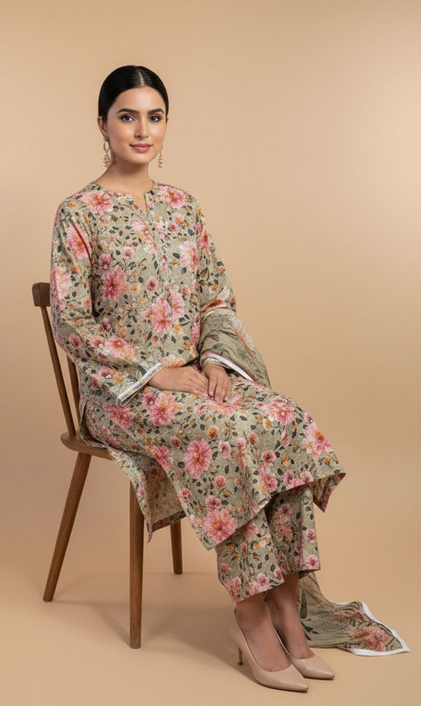 D#7049 DIGITAL CLASSIC LINEN 3PCS UNSTITCHED