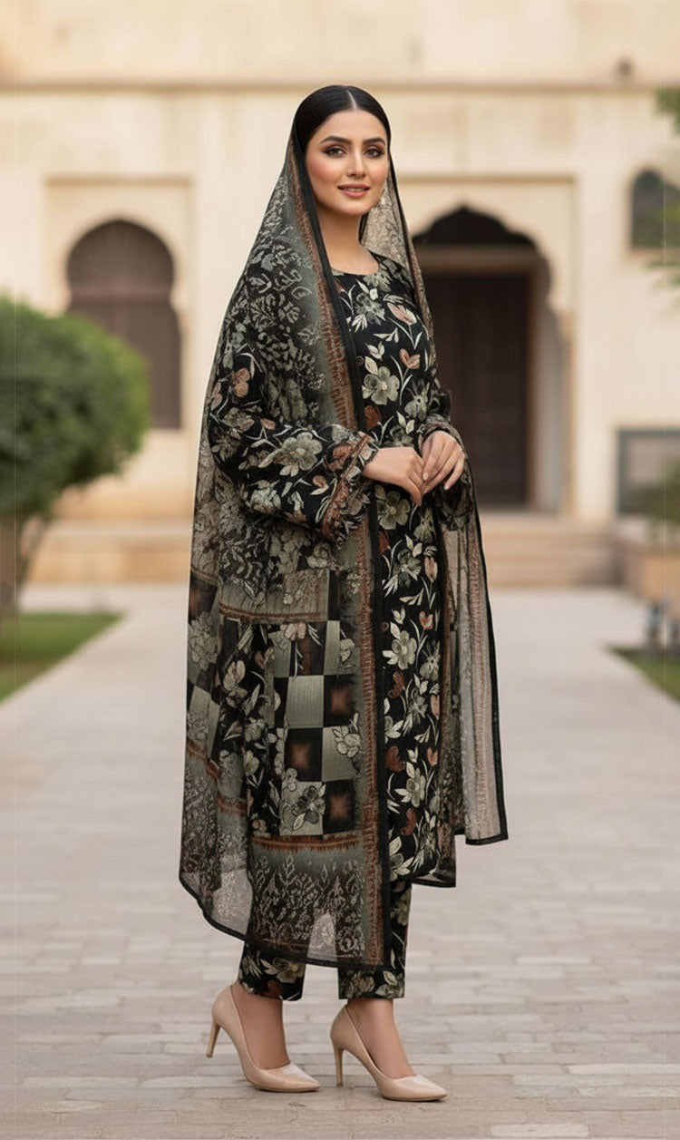 D#7054 DIGITAL CLASSIC LINEN 3PCS UNSTITCHED