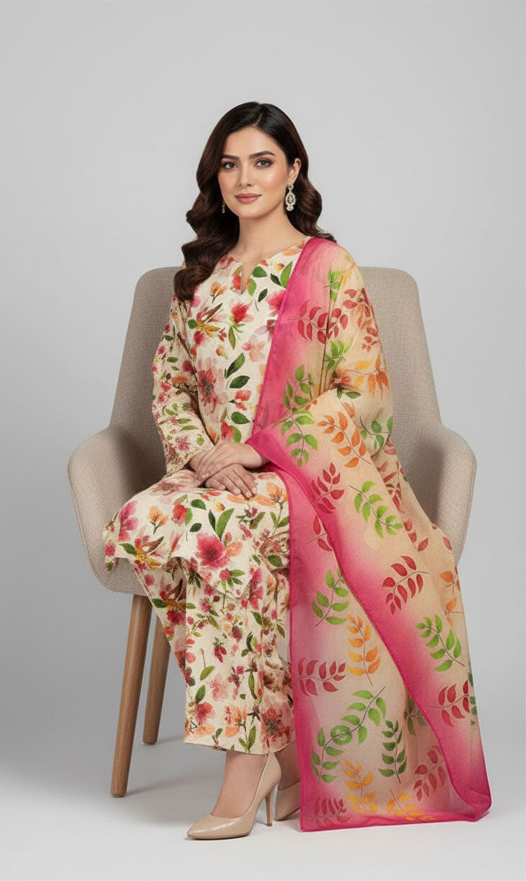 D#7057 DIGITAL CLASSIC LINEN 3PCS UNSTITCHED