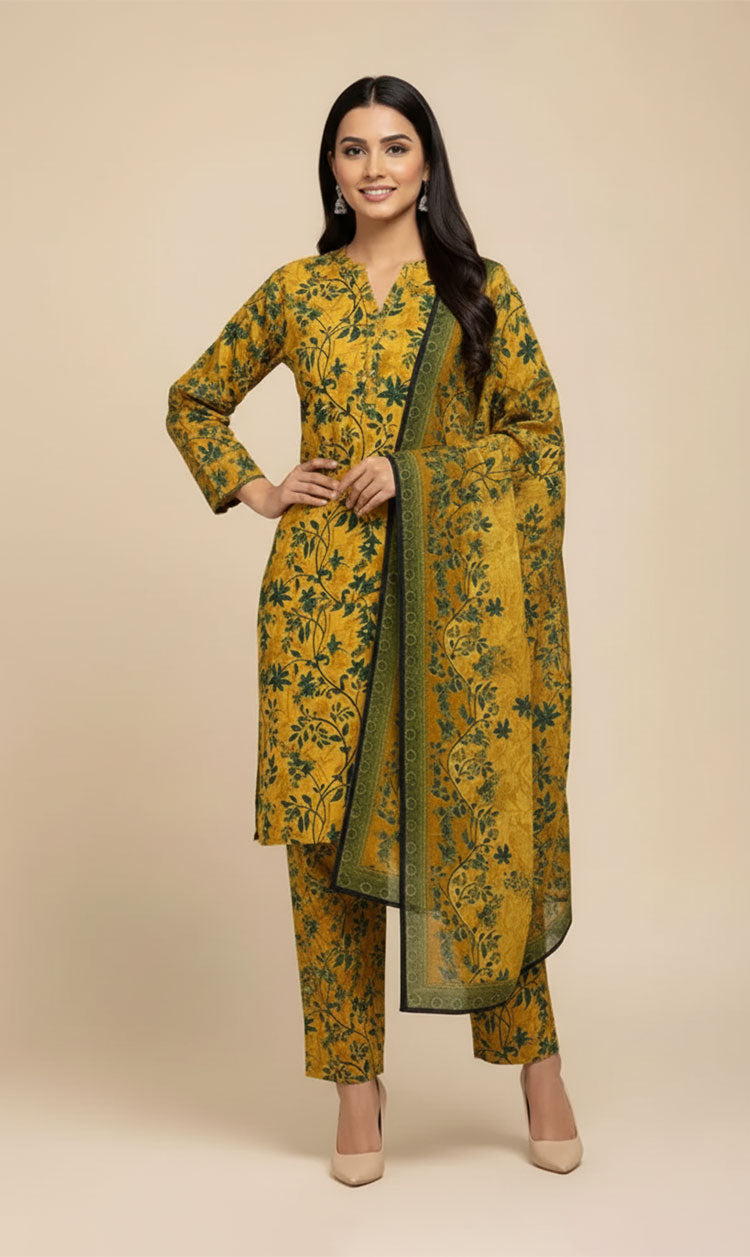 D#7058 DIGITAL CLASSIC LINEN 3PCS UNSTITCHED