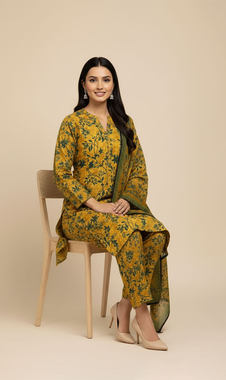 D#7058 DIGITAL CLASSIC LINEN 3PCS UNSTITCHED