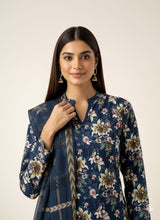 D#830 BLUE DIGITAL CLASSIC LINEN 3PCS UNSTITCHED