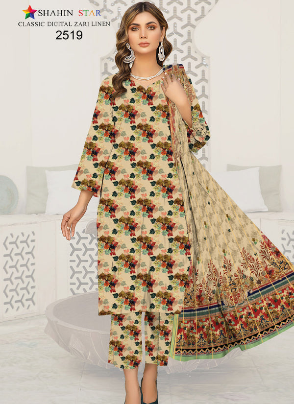 Digital Zari Linen 2519 | 3 PC Unstitched