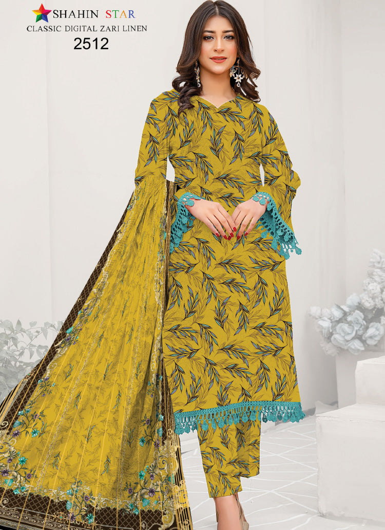 Digital Zari Linen 2512 | 3 PC Unstitched