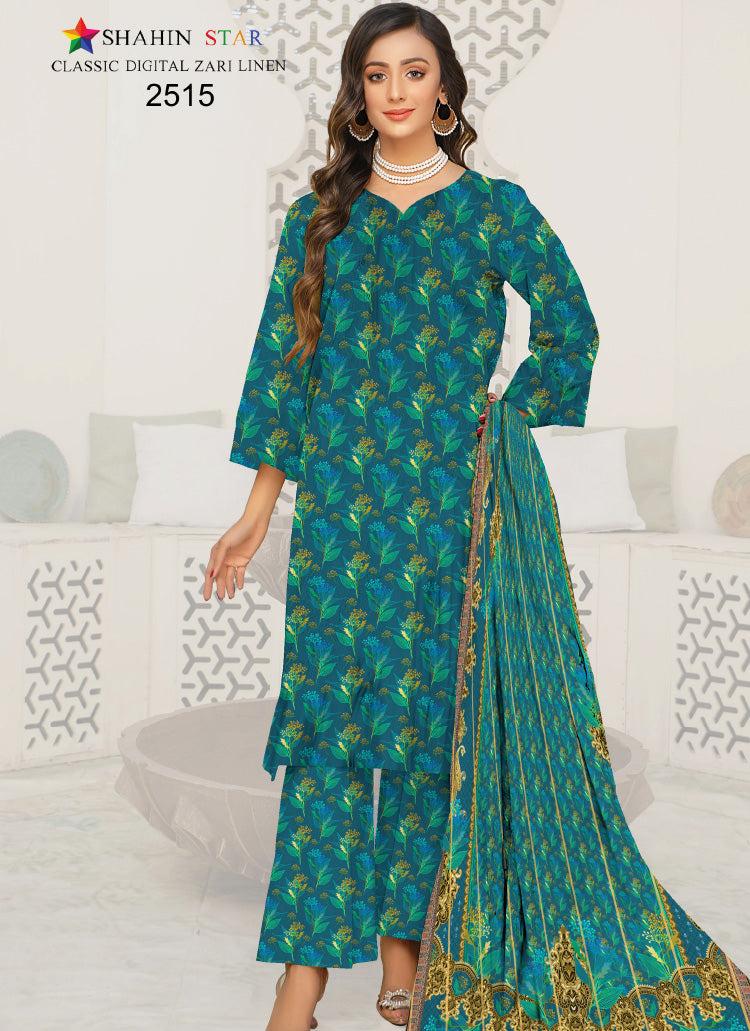 Digital Zari Linen 2515 | 3 PC Unstitched