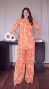 Des # 35 Orange 2 Pcs Unstitched Lawn