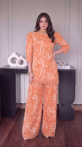 Des # 35 Orange 2 Pcs Unstitched Lawn