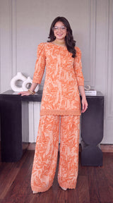 Des # 35 Orange 2 Pcs Unstitched Lawn
