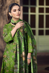 D#508 PRINTED GREEN 3 PCS UNSTITCHED