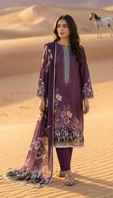 D# 5509 Purple Sparkling Lawn 3 Pcs Unstitched