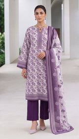 DES#7012-PURPLE GERMAN LINEN 3PCS UNSTITCHED