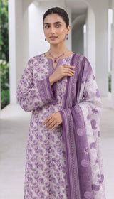 DES#7012-PURPLE GERMAN LINEN 3PCS UNSTITCHED