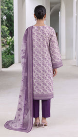 DES#7012-PURPLE GERMAN LINEN 3PCS UNSTITCHED
