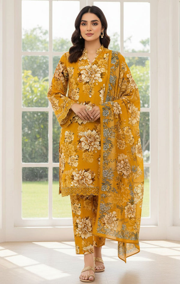 D#7056 DIGITAL CLASSIC LINEN 3PCS UNSTITCHED