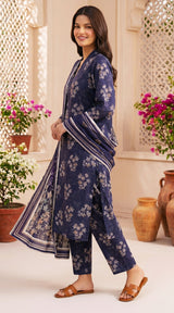 D# 02 Purple Banadora Lawn 3 Pcs Unstitched