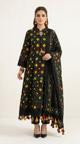 D# 11025 BLACK 3 PCS Unstitched Lawn
