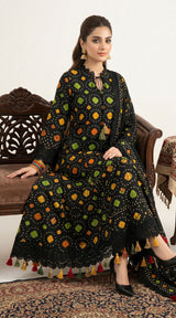D# 11025 BLACK 3 PCS Unstitched Lawn
