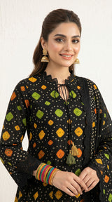 D# 11025 BLACK 3 PCS Unstitched Lawn
