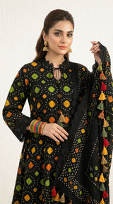 D# 11025 BLACK 3 PCS Unstitched Lawn