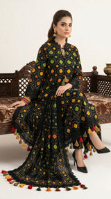 D# 11025 BLACK 3 PCS Unstitched Lawn