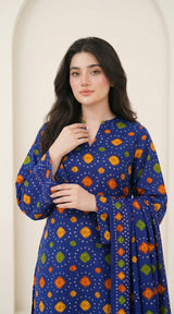 D# 11025 BLUE 3 PCS Unstitched Lawn
