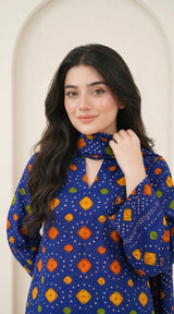 D# 11025 BLUE 3 PCS Unstitched Lawn