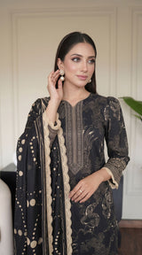 D# 11129 Black 3 PCS Unstitched Lawn