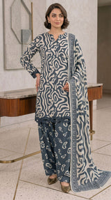 D# 11138 Grey 3 PCS Unstitched Lawn