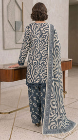 D# 11138 Grey 3 PCS Unstitched Lawn