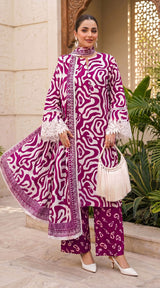D# 11138 Majanta 3 PCS Unstitched Lawn