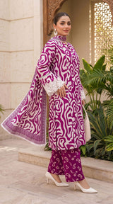 D# 11138 Majanta 3 PCS Unstitched Lawn