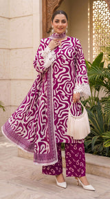 D# 11138 Majanta 3 PCS Unstitched Lawn