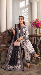 D# 11167 Black & White 3 PCS Unstitched Lawn