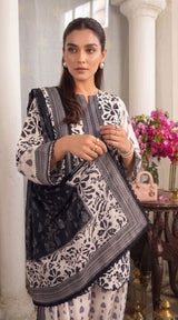 D# 11167 Black & White 3 PCS Unstitched Lawn