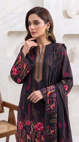 D# 11168 Black 3 PCS Unstitched Lawn