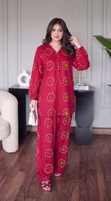 DES # 11186-88 RED 2 Pcs Unstitched Lawn