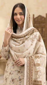 D# 4013 Beige Banadora Lawn 3 Pcs Unstitched