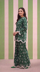 DES # 1371, Green 2 Pcs Unstitched Lawn