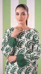 DES # 1372, Green 2 Pcs Unstitched Lawn